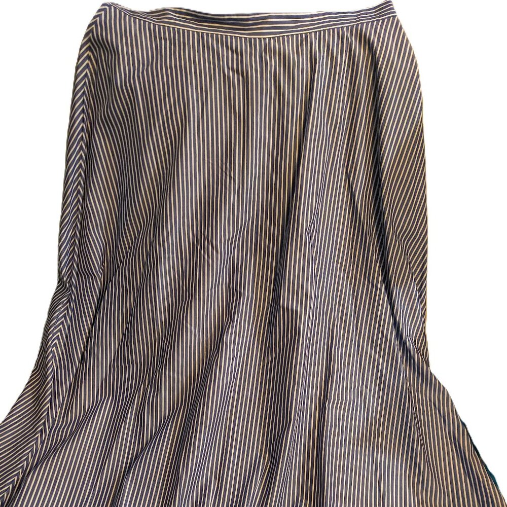 Lafayette 148 Blue and White Stripe Poplin Skirt US10